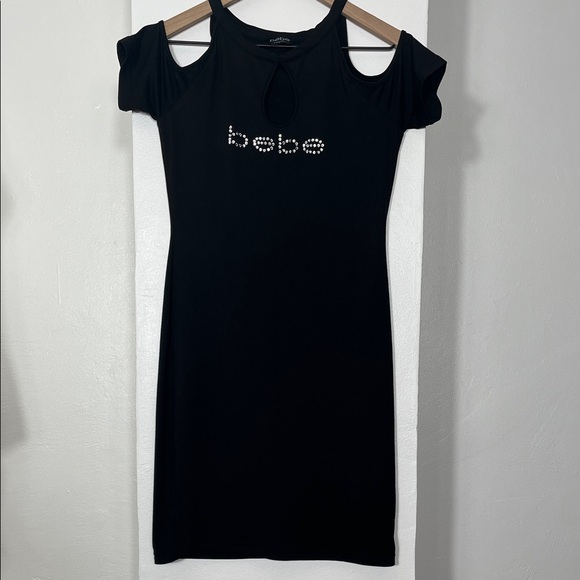 Bebe Black Cutout Shoulder Mini Dress - Picture 8 of 9